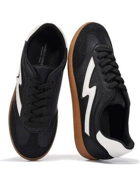 Women's Black Plush & Soft Memory Foam Insole Lace Up Shoes Trendy Sneakers